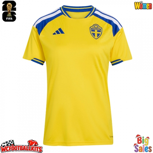 Sweden Replica Home Stadium Shirt for Women World Cup 2026 Short Sleeve
